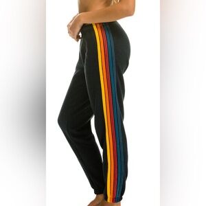 Aviator nation charcoal rainbow striped sweatpants